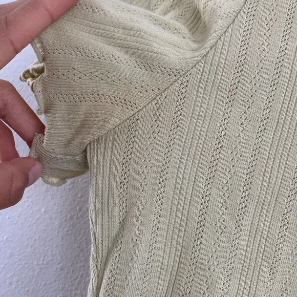 J. Crew Pointelle short-sleeve knit cardigan Small Sage Button-Up Sweater - Picture 5 of 7